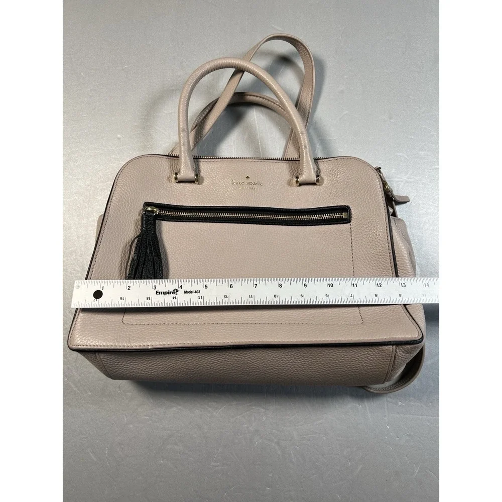 Kate Spade Kalen WKRU4074 Beige Pebbled Leather Satchel With Tassel Detail - Picture 10 of 11
